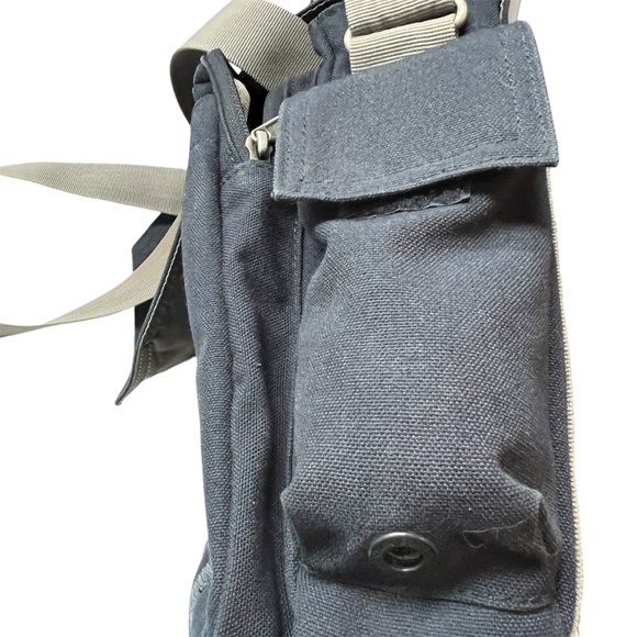 Mountain Equipment Co-Op MEC Carry All Shoulder Bag Blue Canvas Crossbody Flap - Picture 9 of 10